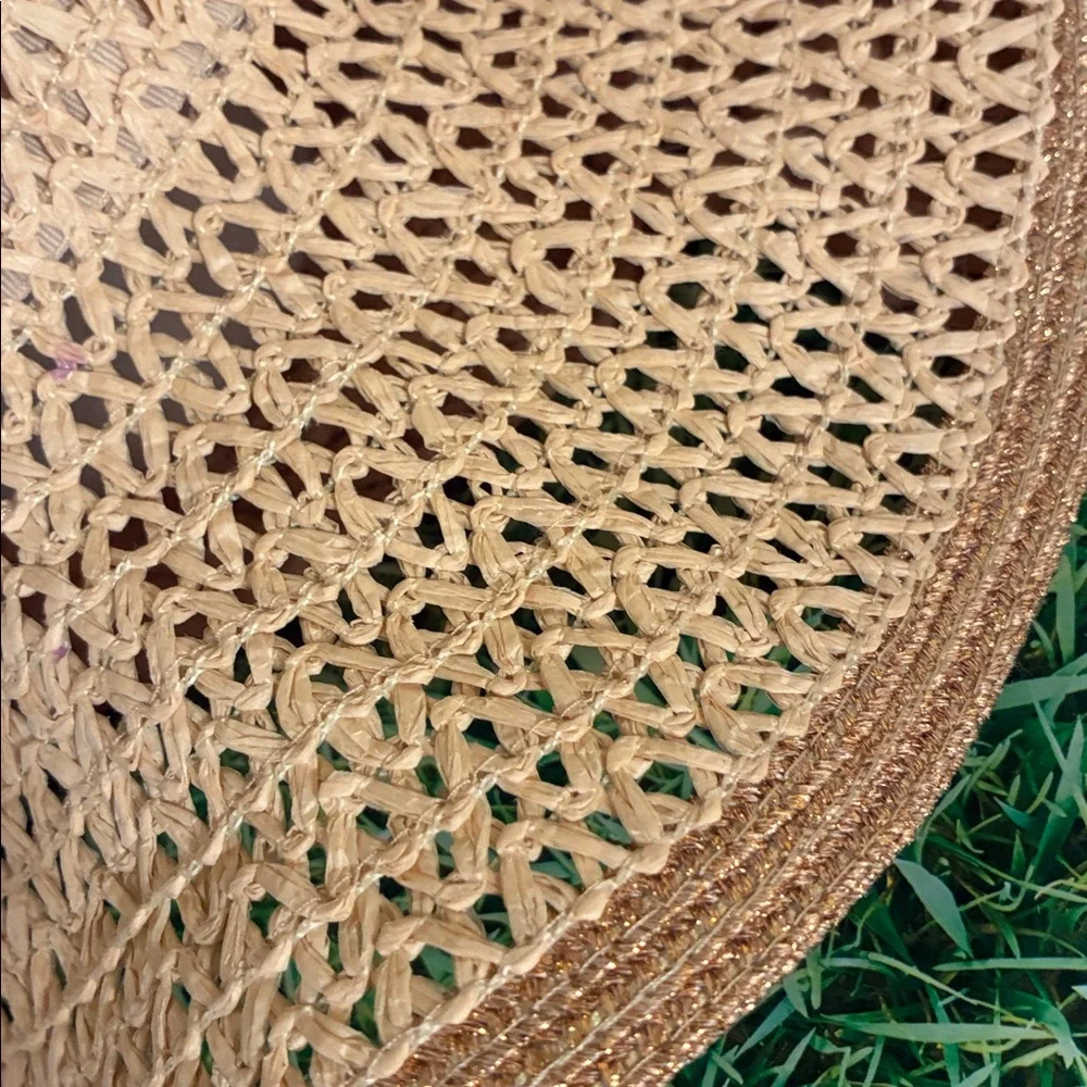 GAP Woven Beige with Golden Trim Detailing Kids Sun Hat